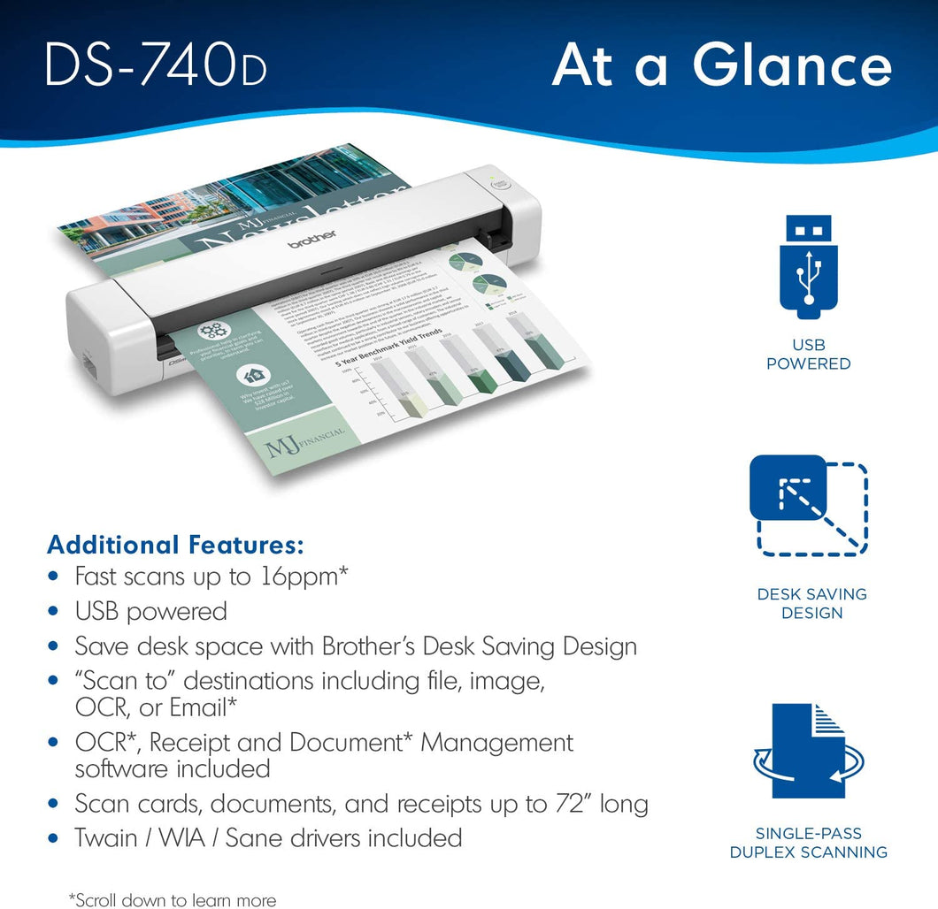 Scanner Brother DS-740D, Duplex, Mobile