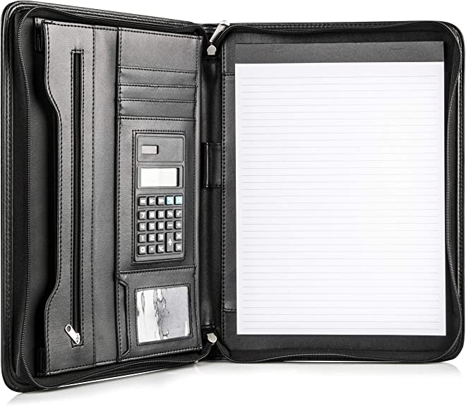 Padfolio with Zipper, Color: Black