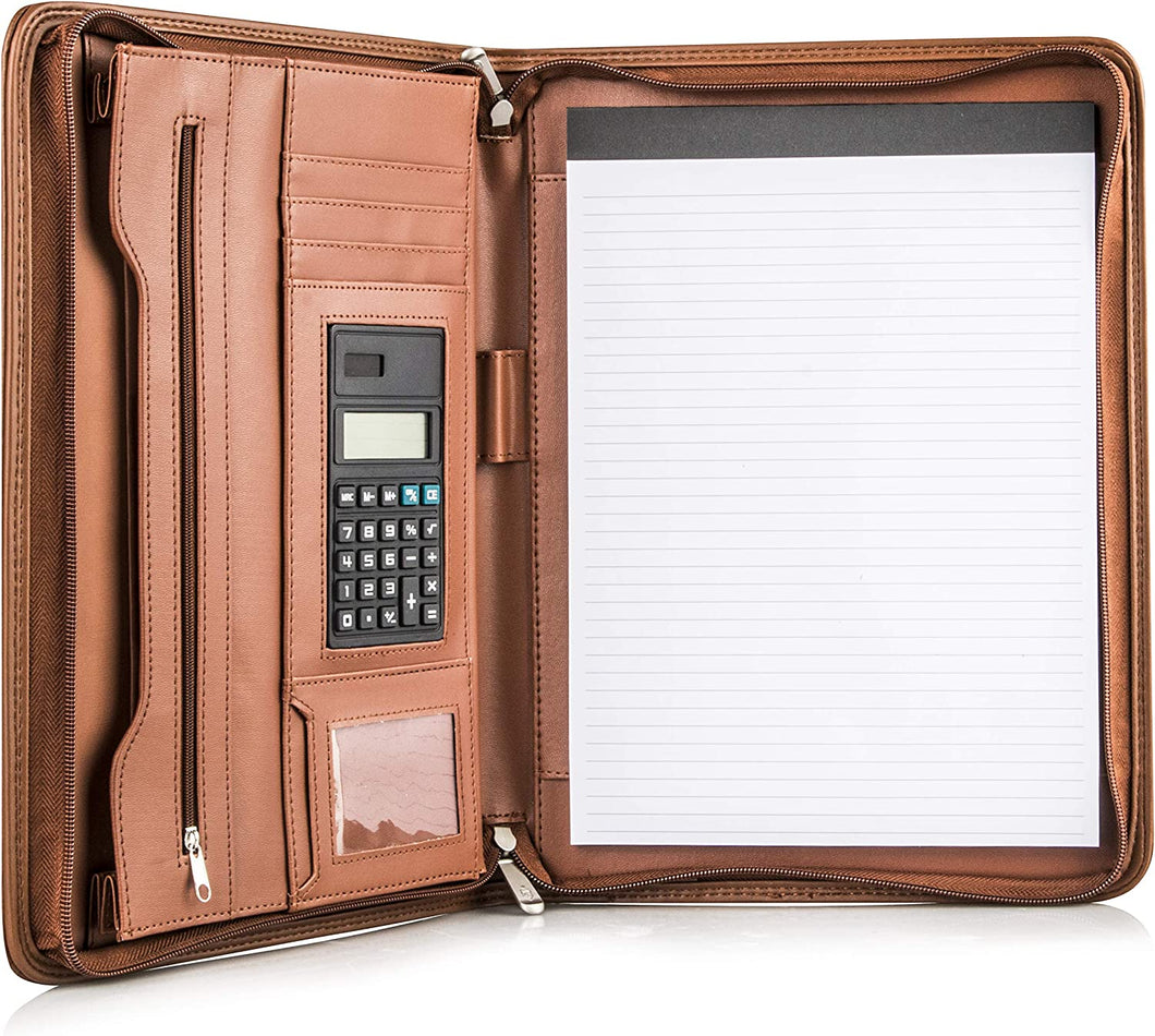 Padfolio with Zipper, Color: Brown